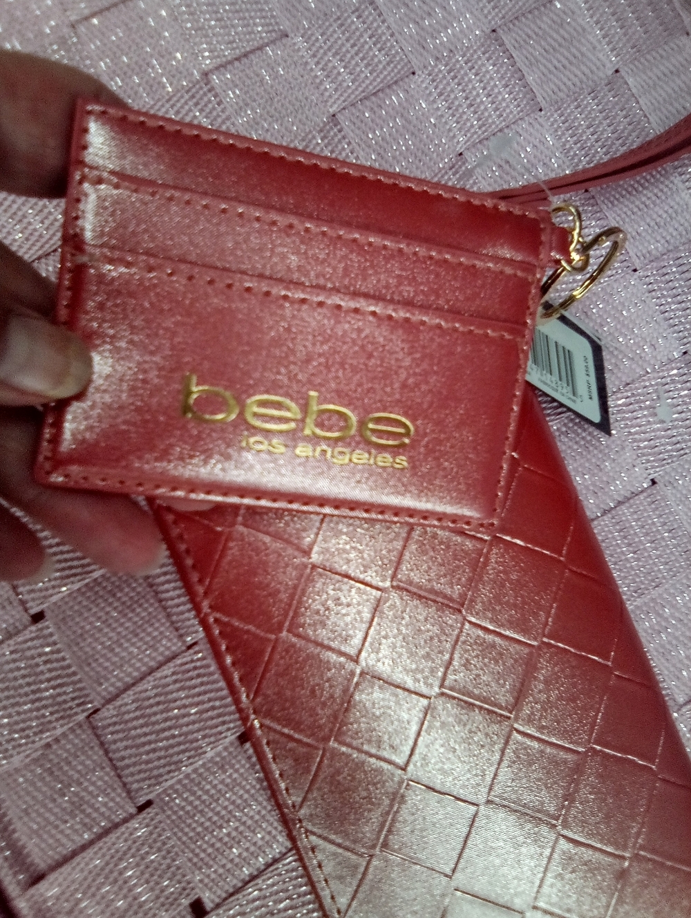 Bebe Coral Shimmer Wallet & Card Holder